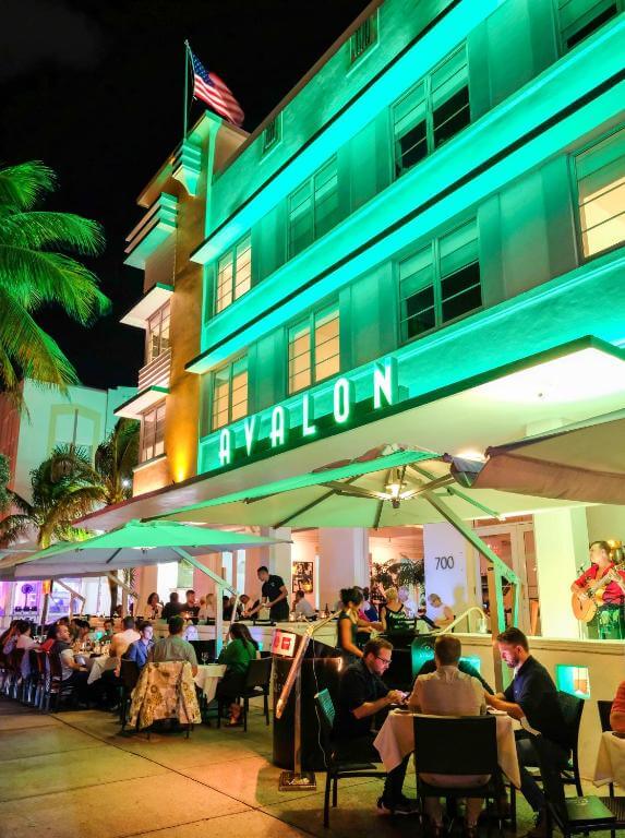 Enjoy the stunning view of the Avalon Hotel on Ocean Drive
