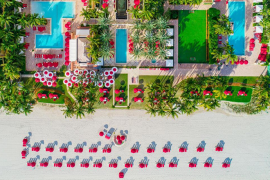 The private beach at Acqualina Resort in North Miami Beach